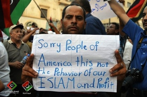 farhanist:  Muslims In Libya Condemn Violence, Apologize To Americans Buzzfeed 