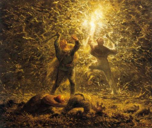 slickwhippet:Jean-François Millet, Hunting Birds at Night (1874)