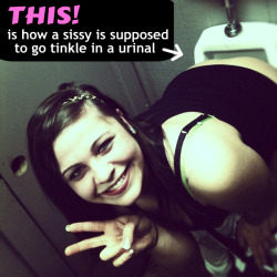 thesissymaster:  How a sissy uses a urinal.