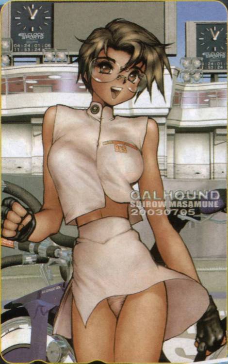 nakani-way:  ladybike:  1000th post! Have some bicycle girls art from Shirow Masamune!Galhound 2  士郎正宗