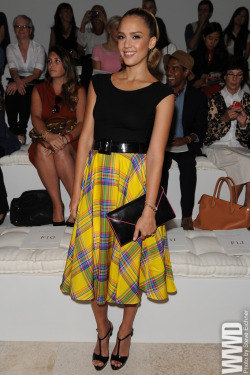 womensweardaily:  Jessica Alba Front Row at Ralph Lauren  