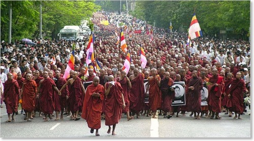 Airbenders protest the tyrannical regime in Myanmar, 2007.