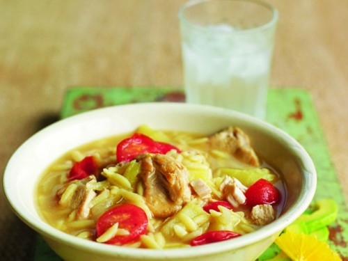 Cuban-Style Chicken Soup
Here’s a new twist on classic chicken soup, with the addition of cherry tomatoes, potatoes, cumin and orzo, plus a garnish of cilantro, orange and avocado slices to add bright color and flavor.
Get the recipe!