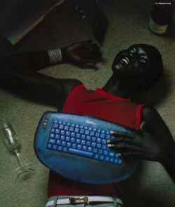 spring2000:  i-D february 2000 “digital downtime” alek wek photographed by mark mattock