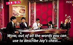 foryourwish:  the MCs of come to play inspecting jay park’s boobs. © 