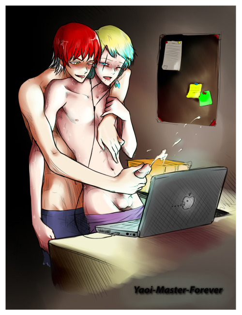 yaoi-master-forever:  Porno ! this is the uncensored version ..  these are my OCs ..  redhead is Luk