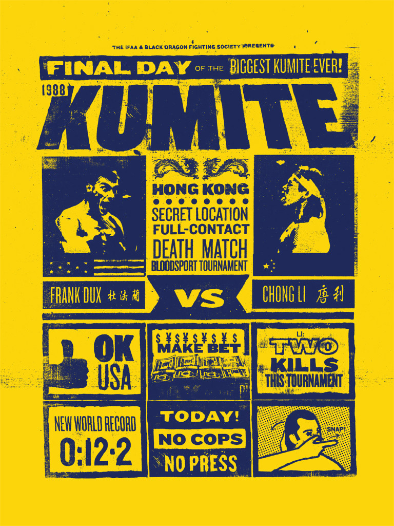 spokeart:
“ Absolutely loving this new screenprint by Freedrugs, inspired by the classic film Bloodsport starring the one and only Jean-Claude Van Damme
http://store.spoke-art.com/collections/mucho-machismo
“The Kumite” is part of our Mucho Machismo...