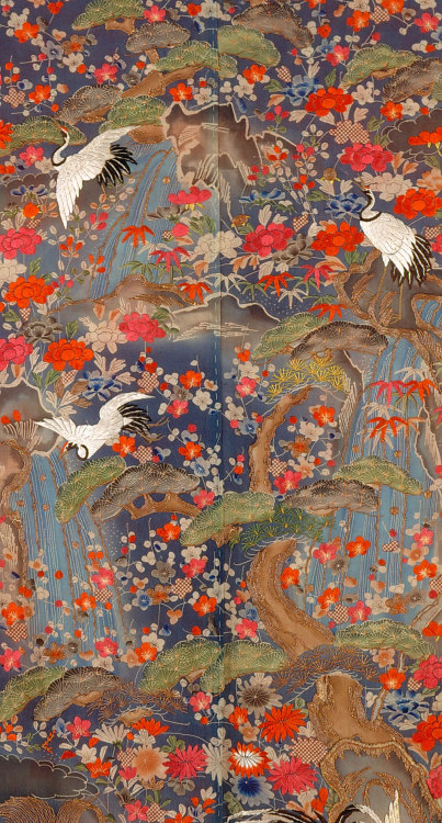textile-museum:Furisode (long-sleeved kimono), Japan, Late 19th early 20th century. Silk, metallic-w