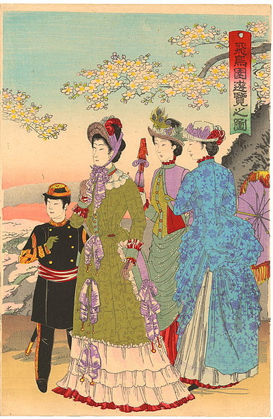 mademoiselle-iona:Emperor Meiji at Asukayama ParkWoodblock print by Meiji-era artist Toyohara C