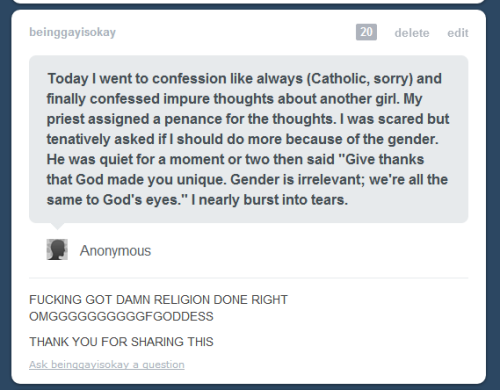 beinggayisokay: “Religion done right” Made rebloggable by request