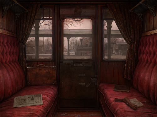 doctormonocle:Riding in comfort; train car by Ilya Zonov