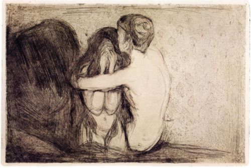 Take note, there&rsquo;s still a hole in your heart. Consolation, 1894 - Edvard Munch