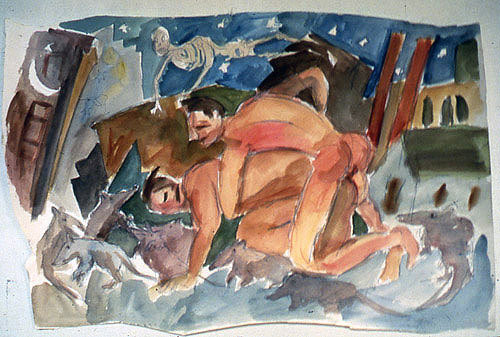 hmsxgallery:  &ldquo;AIDS #5,&rdquo; 1983 Marc Lida watercolor, 24” x