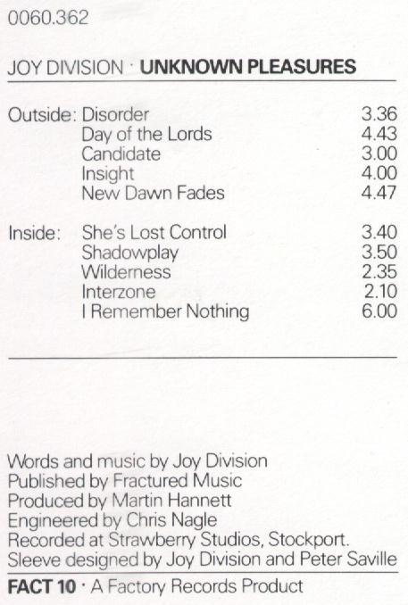 cabinhome:  joy division unknown pleasures June 1979 Disorder Day Of The Lords Candidate