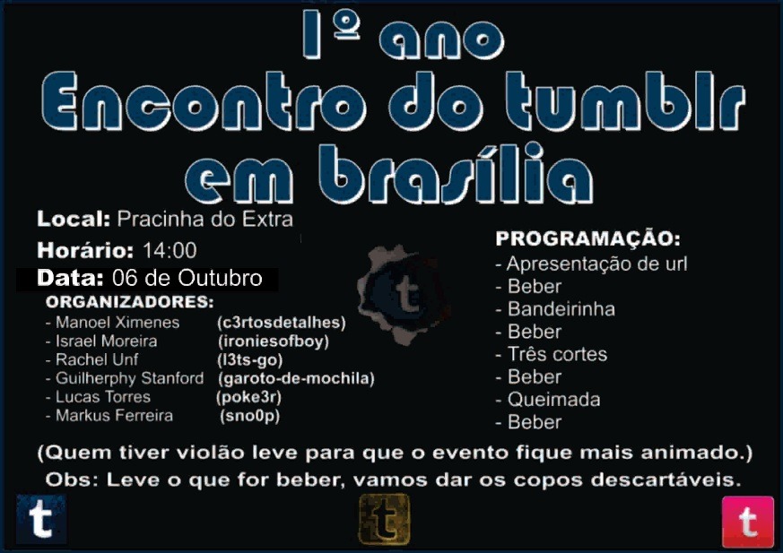 Reblogue para que mais pessoas saibam do encontro, reblogue mesmo que não seja de