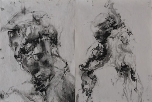 figure drawing in wet charcoal on newsprint 2012