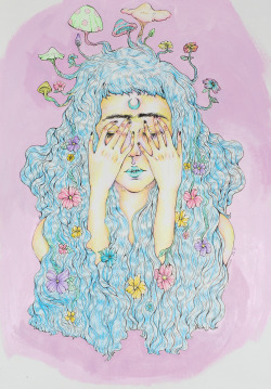 littlemoonrose:  gouache + ink + colored pencil just something from my sketchbook.  o (◡‿◡✿) 
