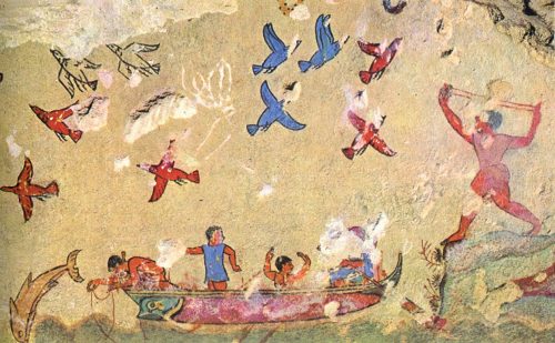 ancientart:Ancient Etruscan fresco Hunting and fishing, 6th century BC.Wall painting from burial cha