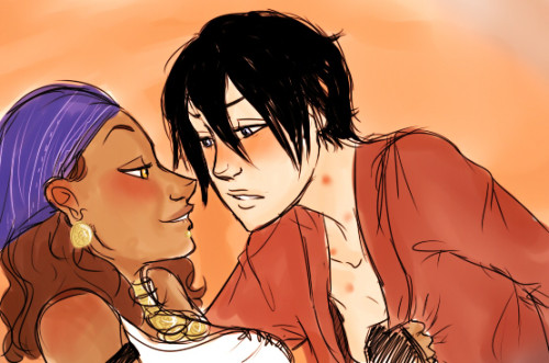 ’Trying to tell you no, but my body keeps on telling you yes trying to tell you stop, but your lipsticks got me so out of breath’ – I’ve been wanting to draw a pic of f!hawke and isabela with this song (meaning u should go listen
