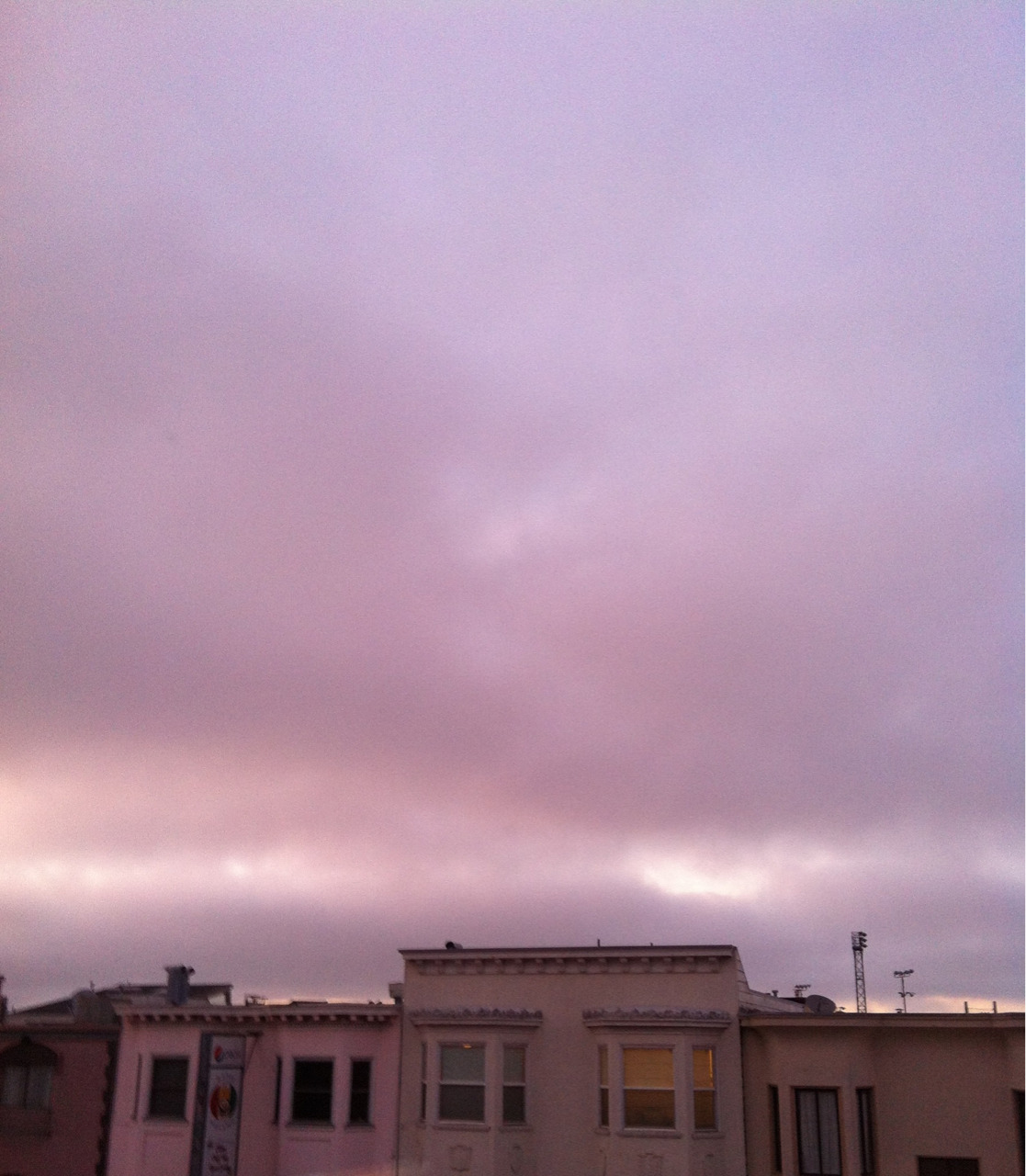 prints:  Violet sky and pastel pink apartments in San Francisco, California 