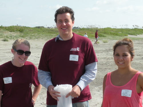 Saturday September 8th 2012 Beach Sweep On Sullivan’s Island, South Carolina Hosted By College Of Charleston Alumni Lowcountry Chapter and Charleston Waterkeeper. A Lawyer Cleaning The Beach.