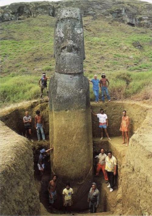 olthing:  No podía irme sin mostraros esta maravilla… Os cuento…Los Moáis de la isla de Pascua (Chile) siempre han sido conocidos como enormes cabezas asomando de la tierra, de gran tonelaje, un misterio entre los más grandes del planeta tierra. 