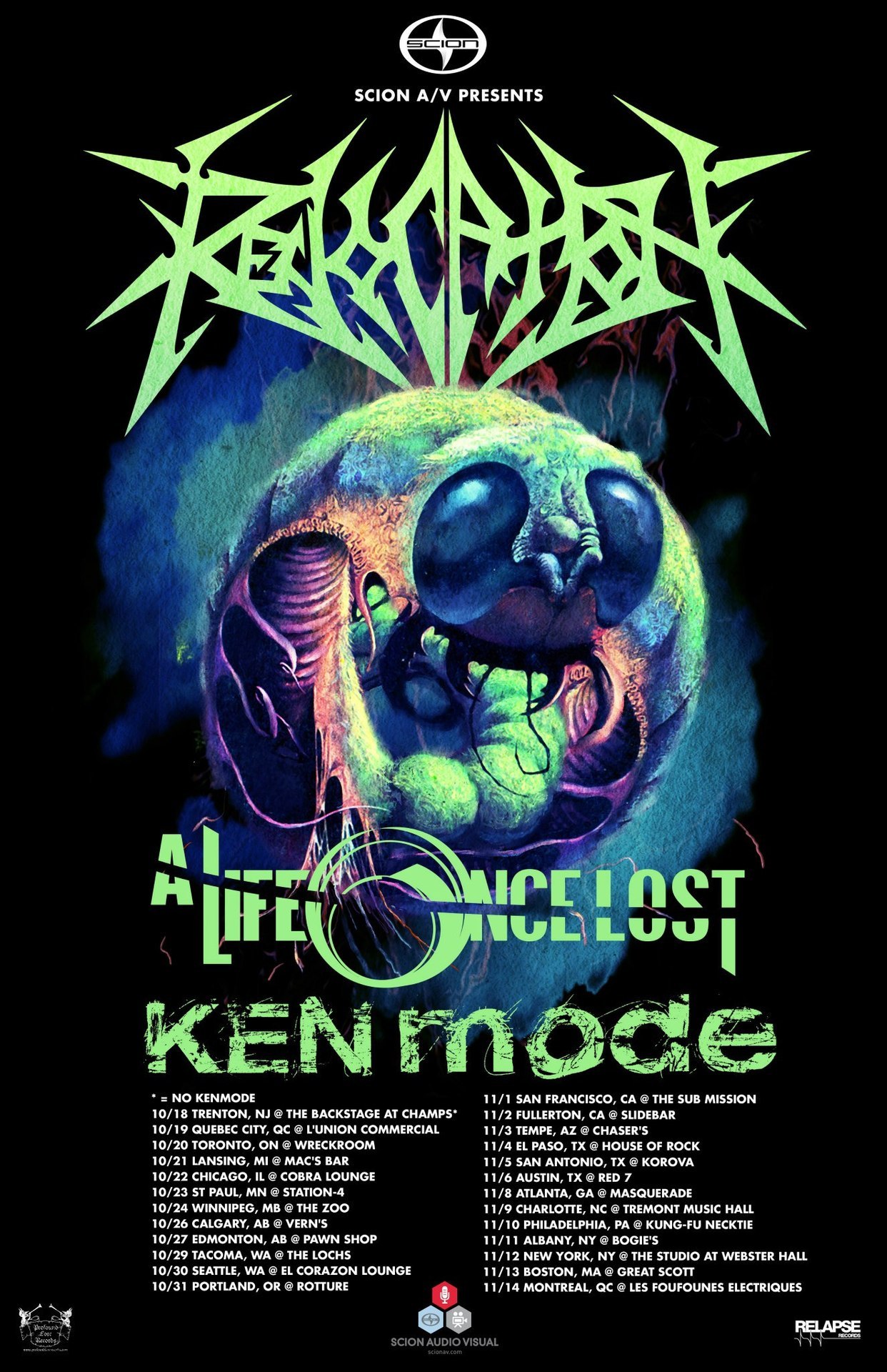 relapserecords:  Scion A/V Metal Presents:Revocation / A Life Once Lost / KEN