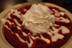 unbelievablysweet:  Red Velvet Waffle by ThePastryTip on Flickr.  what about blue waffles? lol