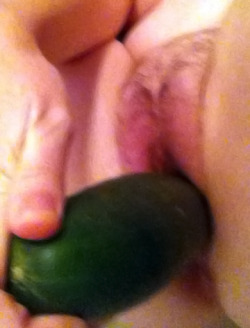 mysubslutmuse:  stretching herself with a cucumber.