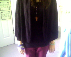 Outfit of the day. I&rsquo;m a c00l kid cause I wear purple skinnies.