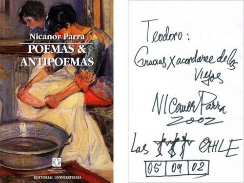 jrosasg:  Los Poemas y Antipoemas de Nicanor Parra fueron publicados en 1954, marcando una ruptura con la tradición poética latinoamericana, instalando un lenguaje cotidiano, cercano.  