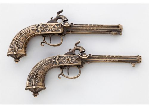 peashooter85:.22 Caliber French Percussion Boxlock pistols. Early to mid 19th century.