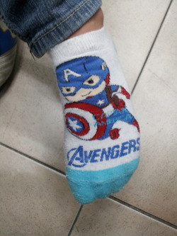     One of my kids was wearing these socks today. WHY ARE THEY TOO SMALL FOR MY FEET? 