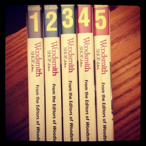 My birthday gift from Jill! I can’t wait! About 60-70 hours of woodworking right there! My nine year old is very interested in woodworking. And she said “can I please watch them with you??” (Taken with Instagram)