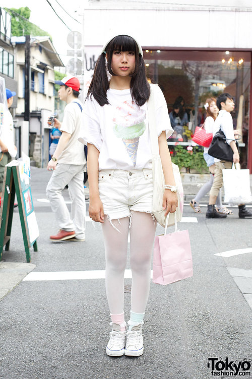 16-year-old Japanese student w/ ice cream-themed outfit featuring items from tutuanna, Nadia &am