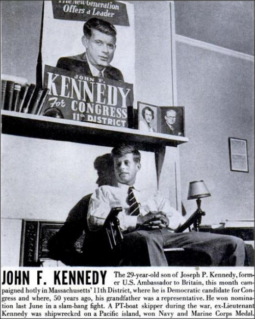 29 year old John F. Kennedy-1946article entitled “U.S. Youth pushes itself into the news.&rdqu