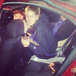 Shannon in the bottom of Grayson&rsquo;s car seat. 😂😂 (Taken with Instagram)