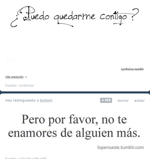 blahblahbrotas:  y eso tuve que haberte dicho…pero que?ya te gusta otra,tu estas feliz, todas esas palabras que salieron de tu boca solo fueron una mentira ”siempre estaré contigo pase lo que pase” te he necesitado y tu donde estas ? y yo todavía