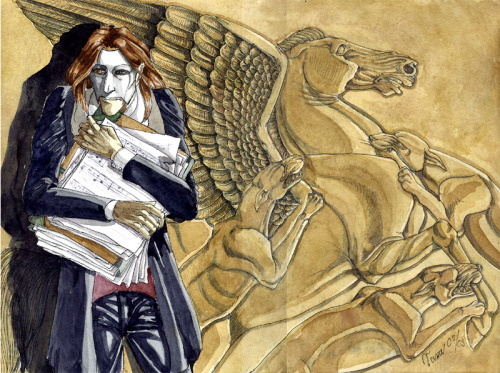 opera-comic:lefantomedelopera:  Death of Pegasus by ~Vihma  This one is really old! Almost 10 years!