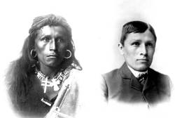  Before and after shot of a man who attended Carlisle Indian boarding school.  The destruction of an entire culture in one photo  This stuff makes me sick, why have we been so incapable of allowing people to just be who they are? I hate white people&helli