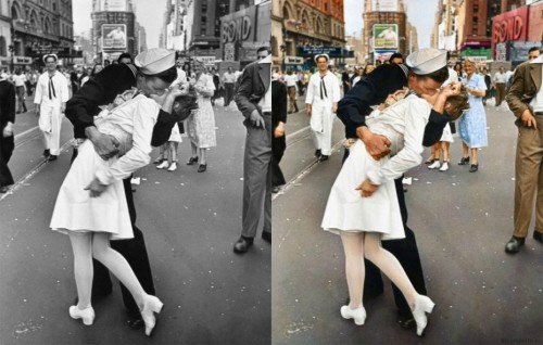 riseupandout:  Adding color to some of the most iconic photos in history. This photo set is incredible.  