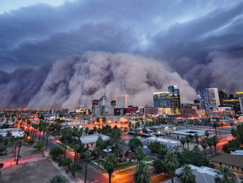 conduittothecosmos:  Weather Off The Hook  1. Deluge of rain falls from a thunderstorm near Glasgow in July 2010 2. Zero visibility dust storm biggest in living memory, July 5, 2011, Phoenix 3. Fire during record drought destroys 1,685 homes in Texas,