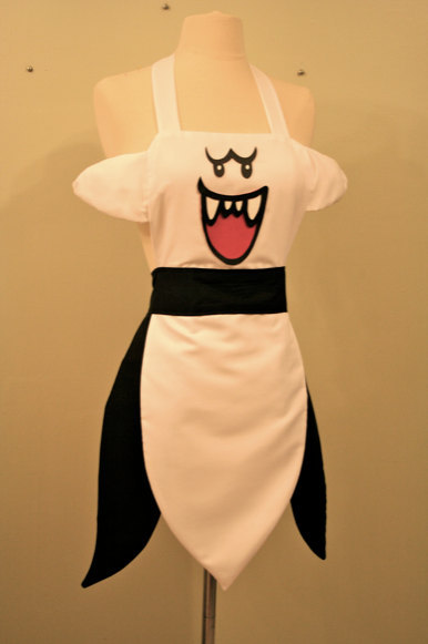 chronicallyoffendedwhitegirl:  the-absolute-best-posts:  Geek Fashion Friday: Boo Apron Is it really “fashion” if it’s an apron? I say yes if it’s as cute as this Boo apron! You can even have his arms cover his eyes like a real Boo! I am about