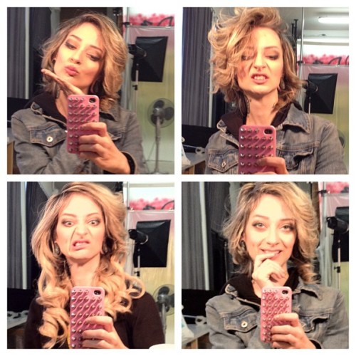 Making faces before my first shoot of the day in Milano (Taken with Instagram)