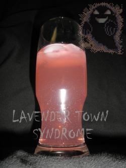 thedrunkenmoogle:  Lavender Town Syndrome (Pokemon cocktail) Ingredients:2 oz Hpnotiq1 oz Vodka (I use 100 proof for that extra headache inducing kick).25 oz Grenadine6 oz Sprite Directions: Mix all ingredients in a tall glass over ice. Serve and tell