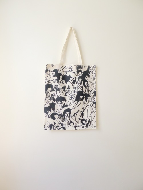 monicatramos:  ladies, ladies, ladies tote bag. - The shop is open! If anyone remembers that naked dance party drawing I made I while back, here it is again. I’ll be posting more items soon! This is a web portal to the store —> (◡‿◡✿)