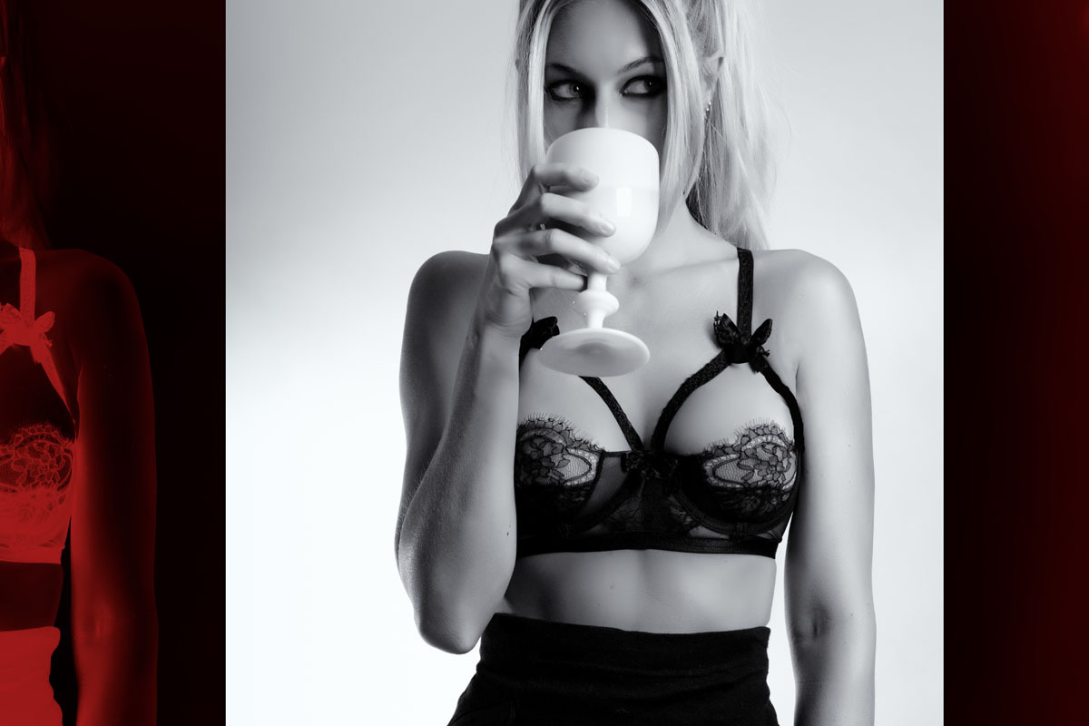 OBSIDIAN PROJECT (blonde and la perla lingerie - wineglass) | photography by landis