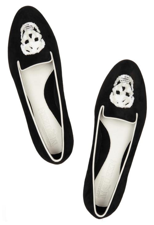 what-do-i-wear:  ALEXANDER MCQUEEN, Sequin skull-embellished suede loafers 