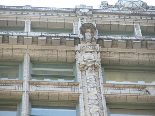 Architectural detailing at 8 West 38th Street in the Garment District. Built in 1914, at the top of 