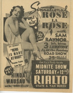 Burlyqnell:    Rose La Rose Vintage Newspaper Promo Ad For A Rose La Rose Appearance